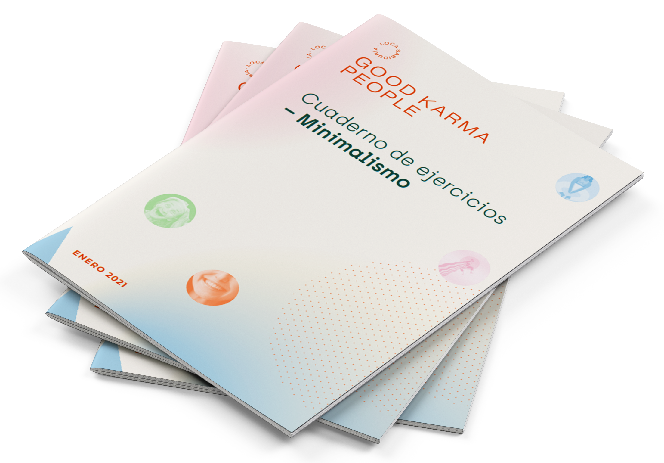 mockup good karma people portada cuaderno de ejercicios minimalismo